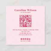Modernes Chic Red QR Code Foto Girly Quadratische Visitenkarte (Rückseite)