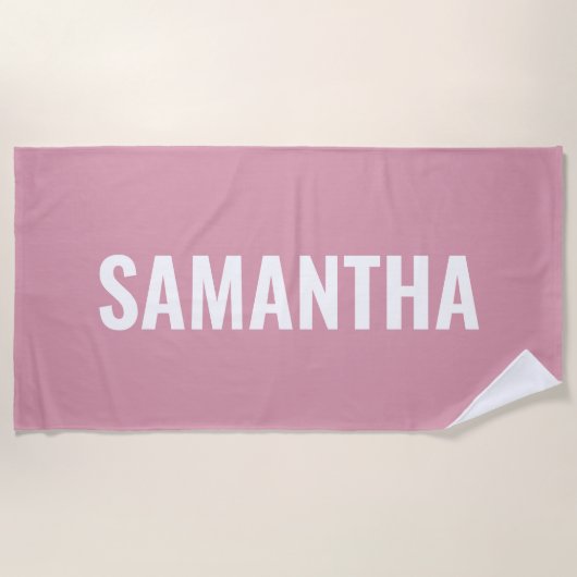 Modernes Chic Rosa & Weiß Strandtuch (Vorderseite)