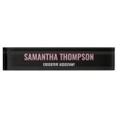 Modernes Chic Rosa, Weiß und Schwarz Namensplakette (Vorderseite)