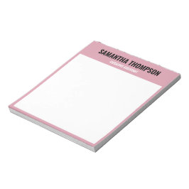 Modernes Chic Rosa, Weiß und Schwarz Notizblock