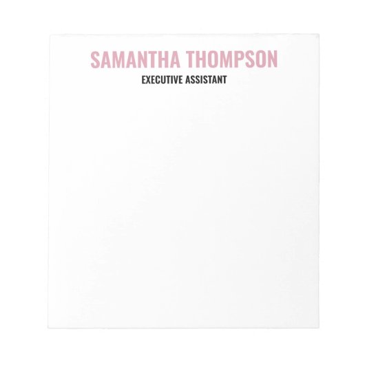 Modernes Chic Rosa, Weiß und Schwarz Notizblock (Vorderseite)