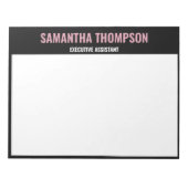 Modernes Chic Rosa, Weiß und Schwarz Notizblock (Vorderseite)