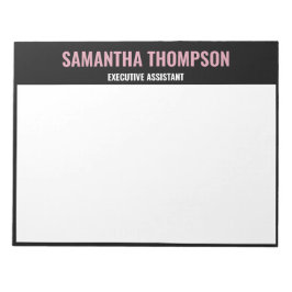 Modernes Chic Rosa, Weiß und Schwarz Notizblock