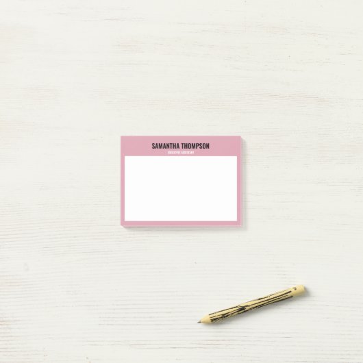 Modernes Chic Rosa, Weiß und Schwarz Post-it Klebezettel (Auf Schreibtisch)