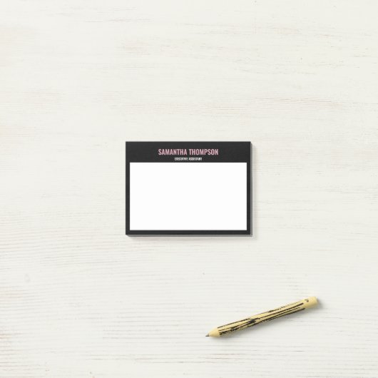 Modernes Chic Rosa, Weiß und Schwarz Post-it Klebezettel (Auf Schreibtisch)