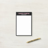 Modernes Chic Rosa, Weiß und Schwarz Post-it Klebezettel (Auf Schreibtisch)