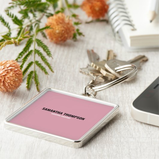 Modernes Chic Rosa, Weiß und Schwarz Schlüsselanhänger (Seite)