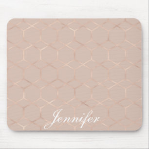 Modernes Chic Rosen-Goldgeometrisches Hexagon Ihr Mousepad