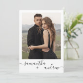 Modernes Chic Schwarz-weiß 2 Foto Minimalistisch H Einladung (Stehend Vorderseite)