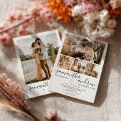 Modernes Chic Schwarz-weiß 5 Foto Minimalistisch H Einladung