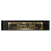 Modernes Chic-Schwarzes und Namensplakette (Vorderseite)