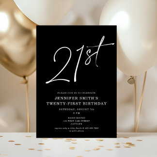 Modernes Chic-Script 21. Geburtstags-Party Einladung
