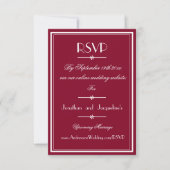 Modernes Chic Script Elegant Burgundy Wedding RSVP Karte (Vorderseite)