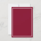 Modernes Chic Script Elegant Burgundy Wedding RSVP Karte (Rückseite)