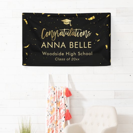 Modernes Chic Script Eleganter Gold Abschluss Banner (Insitu)