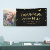 Modernes Chic Script Elegantes Gold Abschluss Foto Banner (Messe)