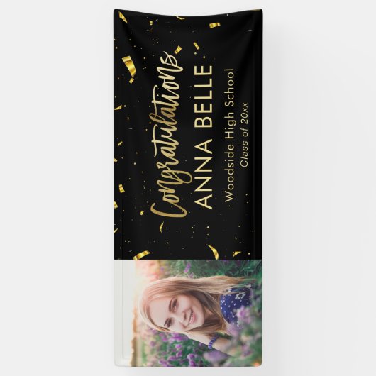 Modernes Chic Script Elegantes Gold Abschluss Foto Banner (Vertikal)