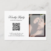 Modernes Chic Script Foto QR Code Hochzeit RSVP Karte (Vorderseite)