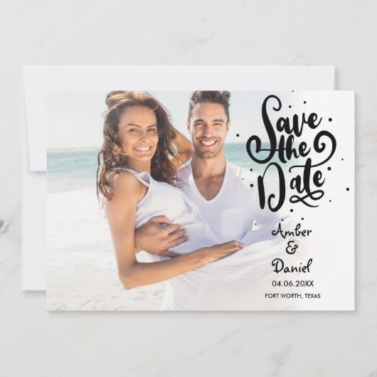 Modernes Chic Script-Foto Save The Date (Vorderseite)