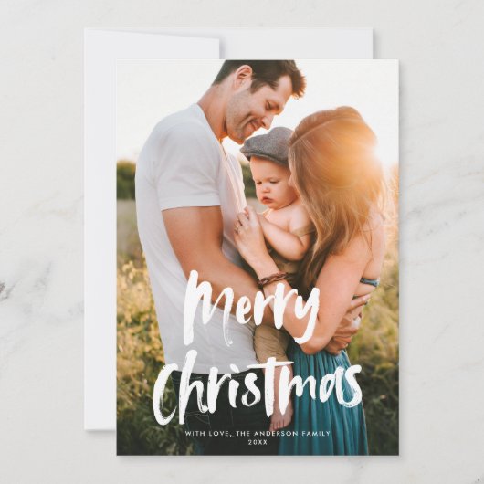 Modernes Chic Script frohe Weihnachten Ein Foto (Vorderseite)