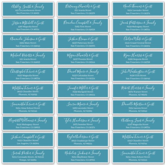 Modernes Chic Script für die Hochzeitsgäste Aufkleber (Vorderseite)