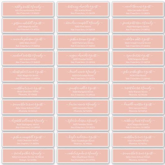 Modernes Chic Script für die Hochzeitsgäste Aufkleber (Vorderseite)