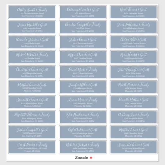 Modernes Chic Script für die Hochzeitsgäste Aufkleber (Blatt)