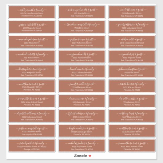 Modernes Chic Script für die Hochzeitsgäste Aufkleber (Blatt)