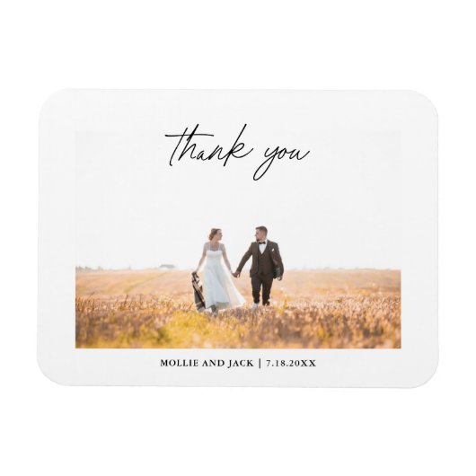Modernes Chic Script-Handwriting Wedding Foto Magn Magnet (Horizontal)