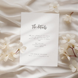 Modernes Chic Script Minimalistisch Wedding Detail Begleitkarte