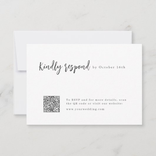 Modernes Chic Script Minimalistisch Wedding QR Cod RSVP Karte (Vorderseite)
