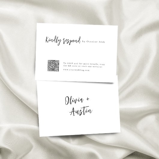 Modernes Chic Script Minimalistisch Wedding QR Cod RSVP Karte
