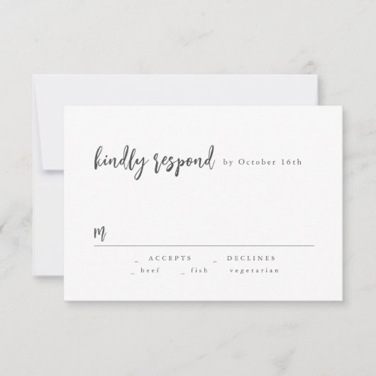 Modernes Chic Script Minimalistisch Wedding RSVP Karte (Vorderseite)