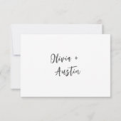 Modernes Chic Script Minimalistisch Wedding RSVP Karte (Rückseite)