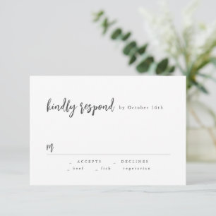 Modernes Chic Script Minimalistisch Wedding RSVP Karte