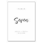 Modernes Chic Script Minimalistische Hochzeitsszen Tischnummer (Rückseite)