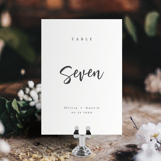 Modernes Chic Script Minimalistische Hochzeitsszen Tischnummer