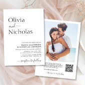 Modernes Chic Script QR Code Foto Hochzeit Einladung