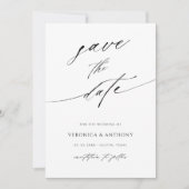 Modernes Chic-Script Schwarz & Weiß-Foto Save The Date (Vorderseite)