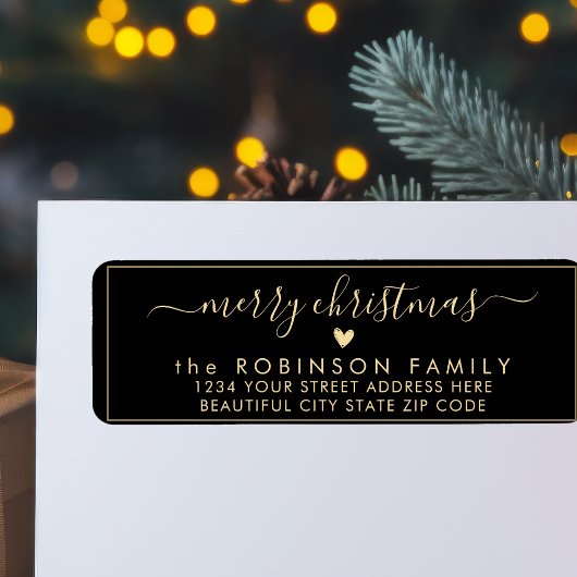 Modernes Chic Script Weihnachtsrückgabe-Label