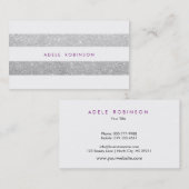 Modernes Chic-Silber-angesagtes Glitzer-Weiß Visitenkarte (Vorne/Hinten)