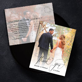 Modernes Chic-Skript danke Ihnen 2 Fotos Hochzeit Postkarte