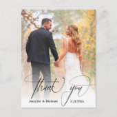 Modernes Chic-Skript danke Ihnen 2 Fotos Hochzeit Postkarte (Vorderseite)