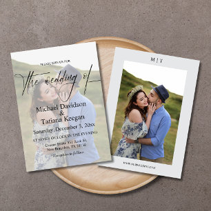 Modernes Chic-Skript für 2 Fotos Hochzeit Einladung