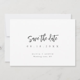 Modernes Chic-Skript Save the Date Minimalistisch