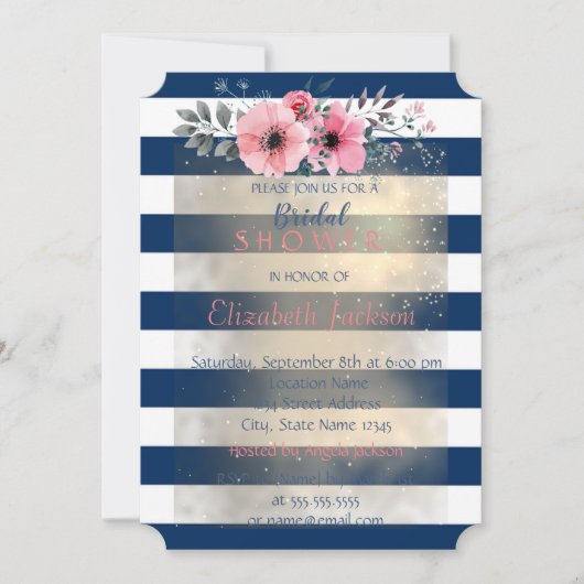 Modernes Chic Strip Blume Brautparty Einladung (Vorderseite)