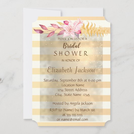 Modernes Chic Strip Blume Brautparty Einladung (Vorderseite)