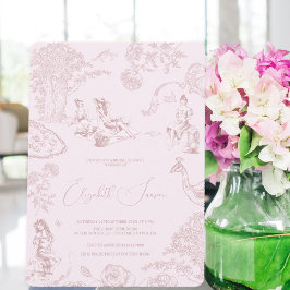 Modernes Chic Toile de Jouy Picnic Brautparty Einladung