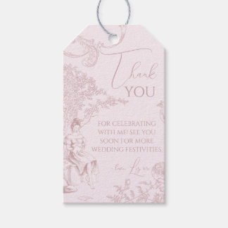 Modernes Chic Toile de Jouy Picnic Brautparty Geschenkanhänger