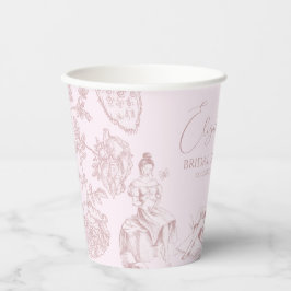 Modernes Chic Toile de Jouy Picnic Brautparty Pappbecher